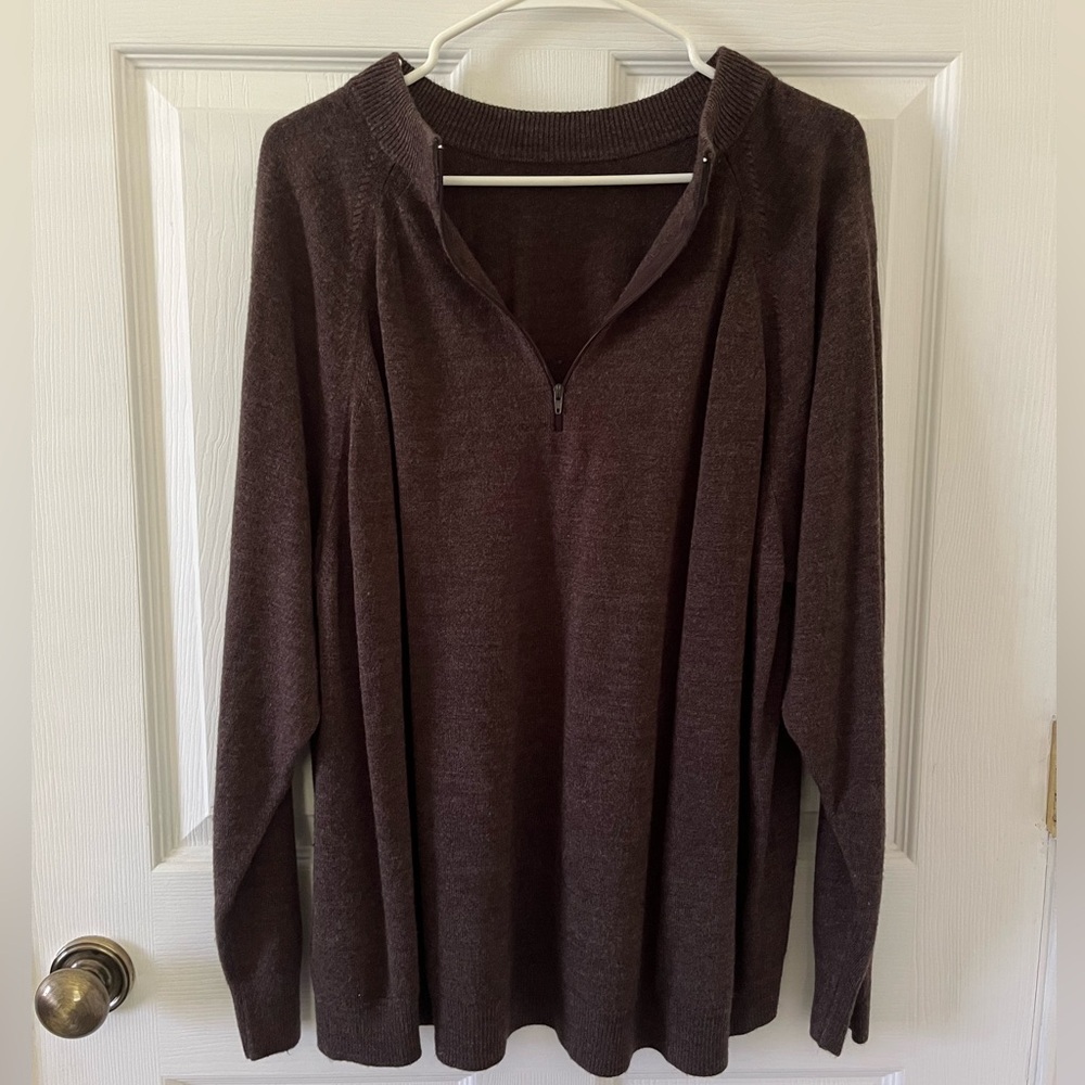 Hampshire Studio Quarter-Zip Brown Knit Pullover